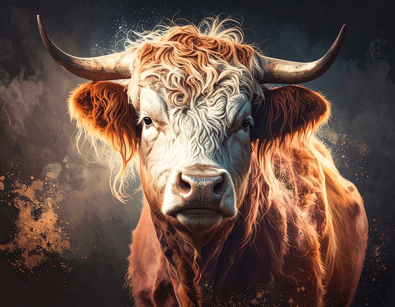 Tough cow with horns by Emiel de Lange
