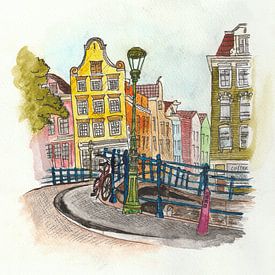 Aquarel van Amsterdam van Tonny Verhulst