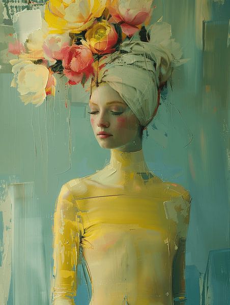 The girl and the flowers by Carla Van Iersel