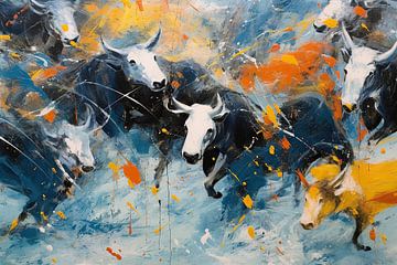 Farm animals Exercising | Abstracte kunst van Blikvanger Schilderijen