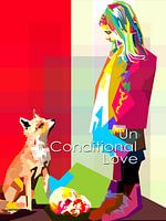 Schattig Meisje en Vos Pop Art Portret WPAP