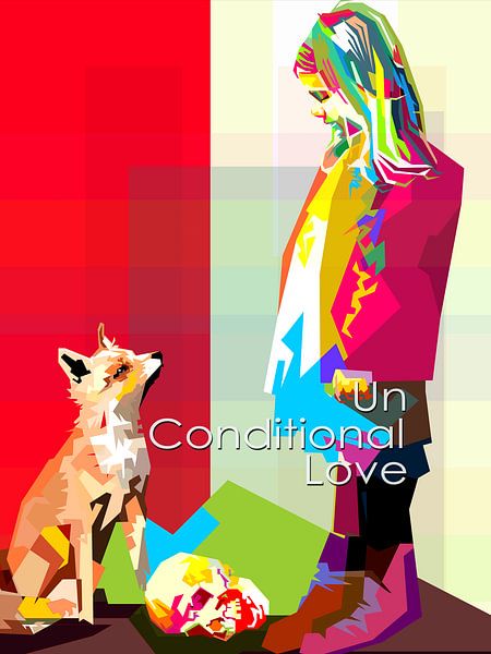 Schattig Meisje en Vos Pop Art Portret WPAP van Artkreator