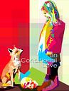 Schattig Meisje en Vos Pop Art Portret WPAP van Artkreator thumbnail