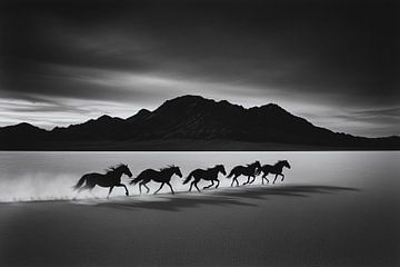 Horses in the play of light and shadow by Skyfall