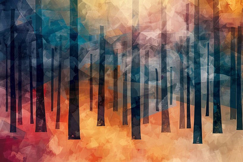 Kleurrijk abstract bos digitaal kunstwerk van Art & Soul Creations
