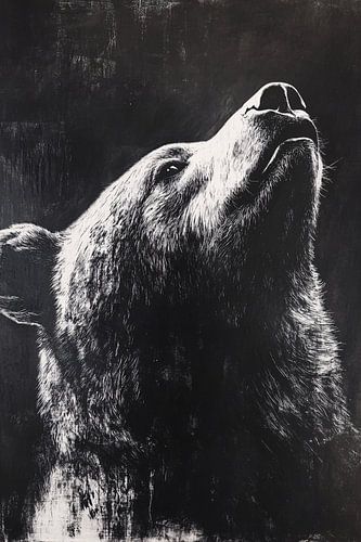 Zwart-wit portret van een beer