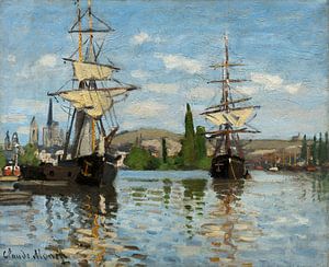 Schepen op de Seine in Rouen, Claude Monet