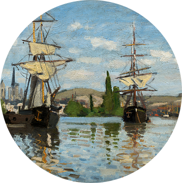 Schepen op de Seine in Rouen, Claude Monet