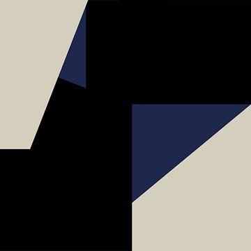 Abstracte Geometrische Vormen in Blauw, Zwart, Wit nr. 3
