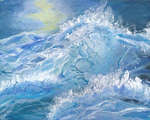 Riesige blaue Wellen im Ozean mit Gischt