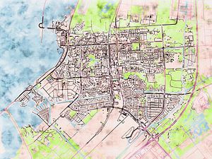 Karte von Lelystad im stil 'Soothing Spring'