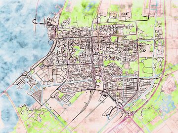 Kaart van Lelystad in de stijl 'Soothing Spring' van Maporia