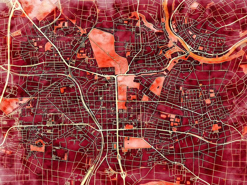 Map of Ludwigsburg with the style 'Amber Autumn' by Maporia