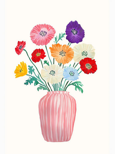 Blumen in einer rosa Vase