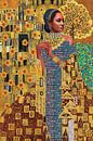 Pakistan Lady á la Klimt, Golden Lady. Levensboom en Poppy Field. van Karen Nijst thumbnail