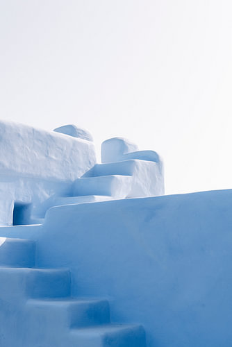 Minimalistisch blauw gebouw in Griekenland | fine art fotoprint
