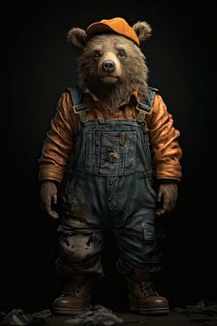 Bear in dungarees by Wall Wonder