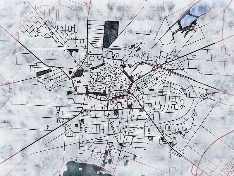 Carte de Halberstadt avec le style 'White Winter' par Maporia