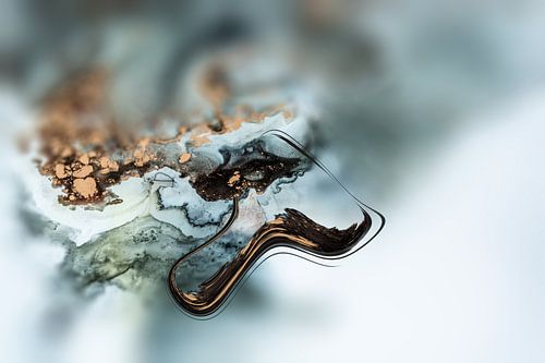 Fluid Painting, AlcoholInk Malererei, Bronze, Gold, Schwarz, Weiß von GH Foto & Artdesign