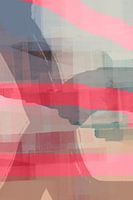 Roze lijnen. Abstract landschap in lichtpaars, terra, blauw en roze II