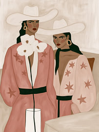 Zwei Frauen im Boho-Chic mit Hut von Art in color