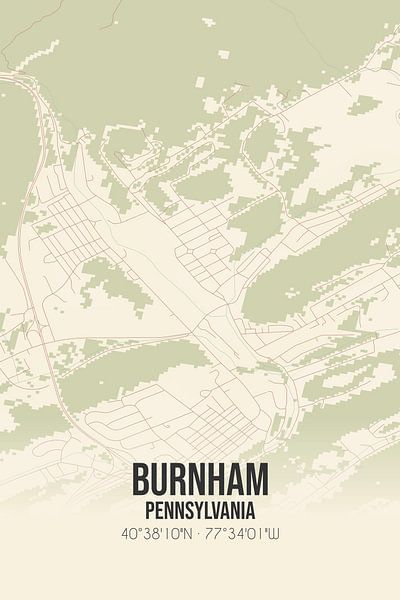 Vintage map of Burnham (Pennsylvania), USA. by Prints of Place