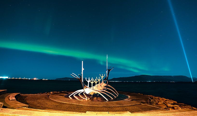The Sun Ship in Iceland with Northern Lights by Patrick Groß