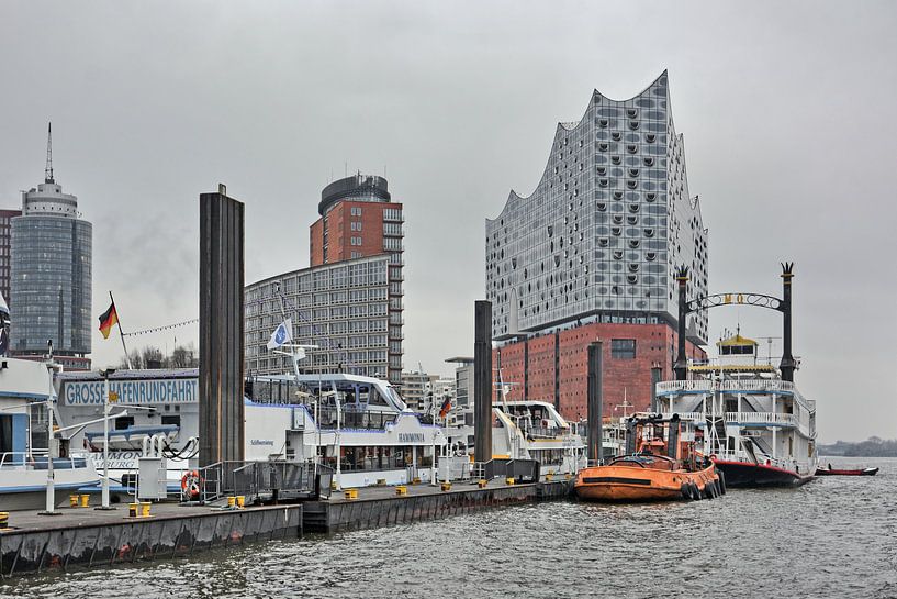 Wintergrijs Hamburg met de Elbe Philharmonic Hall van Gisela Scheffbuch