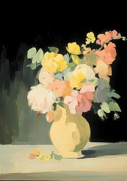 Bouquet de fleurs dans un vase jaune sur Niklas Maximilian