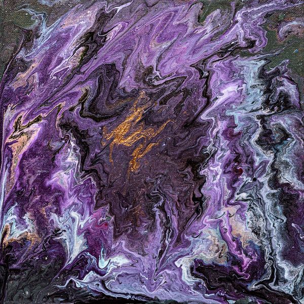 Organische grau lila kupfer acryl guss malerei von Anita Meis