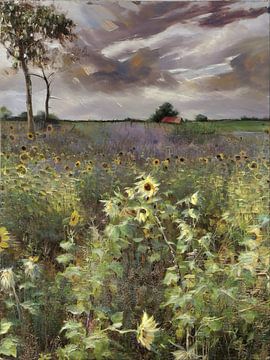 Zeeuws Landschap met bloemen van Mario Dekker-Janssen