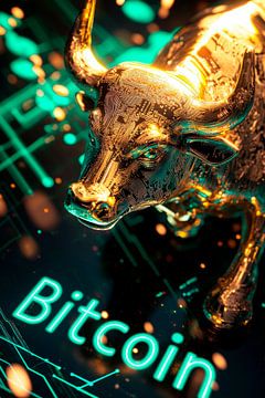 Gouden bullmarkt voor Bitcoin van Poster Art Shop