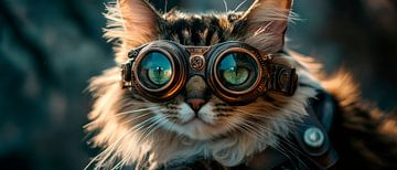 Cat with steampunk glasses - Creative by Poster Art Shop