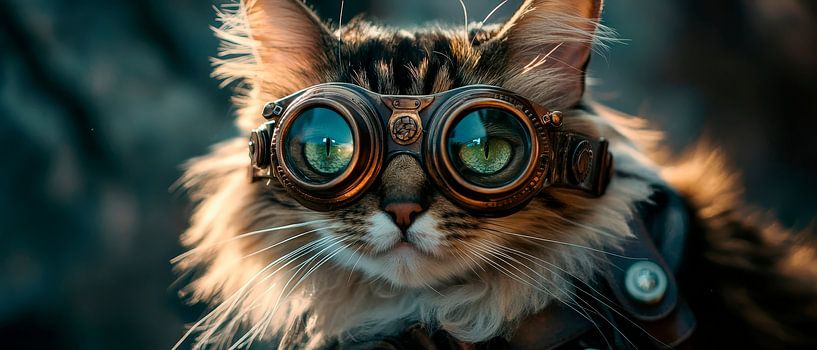 Cat with steampunk glasses - Creative by Poster Art Shop