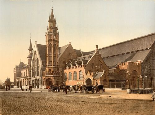 La gare ferroviaire, Bruges, Belgique (1890-1900)