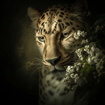 Der Leopard mit den weißen Blumen | Zärtlichkeit trifft Stärke