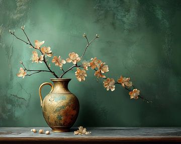 Elegant Stilleven schilderij: Vaas met amandelbloesem van Studio Pieternel