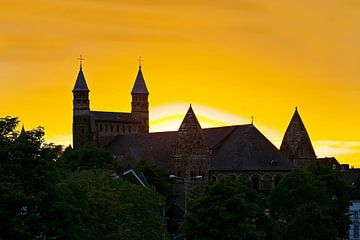 Sunset at the Onze Lieve Vrouwe basilica in Maastricht