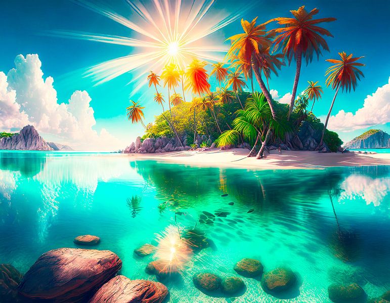 Island with palm trees by Mustafa Kurnaz