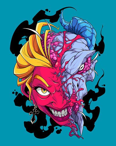 décoration murale fantastique avec des démons de bande dessinée