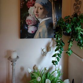 Customer photo: Girl with the vase, Vermeer and the Heem, on canvas