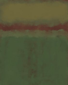 Abstraktes Gemälde in leuchtenden Neonfarben. Warme Grüntöne und Braun.