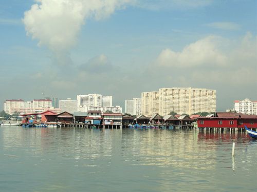 De drijvende Chinese wijk in Penang