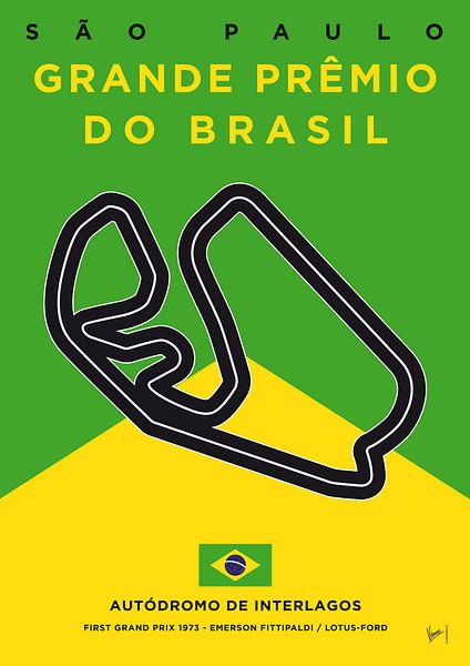 My F1 Interlagos Track Minimal Poster van Chungkong Art