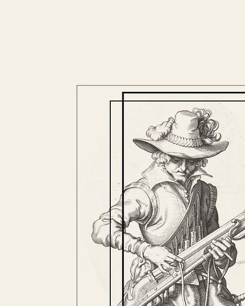 The Soldier | Historic Print | Classic 17th Century Drawing of a Soldier by NOONY