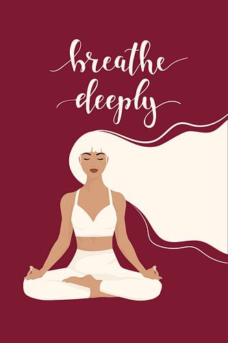 Zen / Yoga Meditatie Poster in Rood - Breathe Deeply