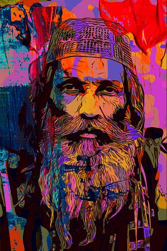 Vieil homme avec barbe et chapeau