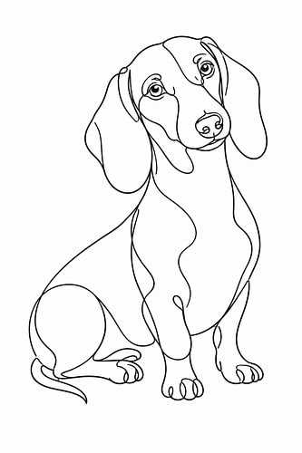 A love of dachshunds in a flowing line