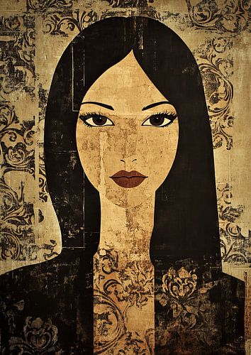 Femme au regard fort sur fond d'écran