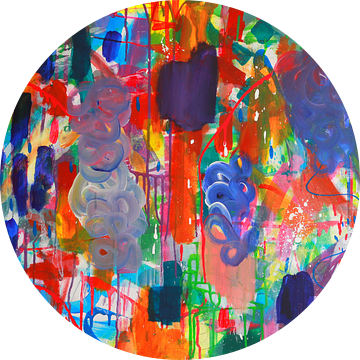 Veelkleurig abstract schilderij van Ina Wuite